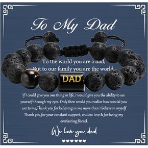 هدايا عيد الميلاد لعيد الأب لسوار الأب - أساور خرز مصنوعة يدويًا للرجال مجوهرات للأب هدية عيد ميلاد للأب من ابنة وابن وزوجة للأطفال، أفضل أفكار هدايا عيد الحب للأب والأب والزوج in Kuwait