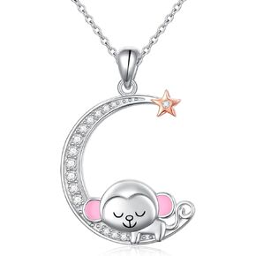 YinShan Ladybug/Monkey Necklace For Women Girls Star Moon Necklaces Animal Pendant Jewelry Best Moon Lovers Birthday Gifts