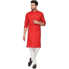 Solid Cotton Straight Kurta For Men's