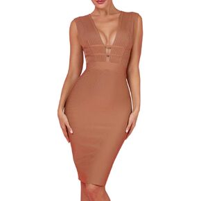 Whoinshop Women 'S Sexy Deep V Plunge Sleeveless Cut Out Bodycon Bandage Cocktial Party Dresses