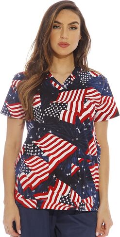 Dreamcrest Women's Scrub Tops Holiday Scrubs in Kuwait