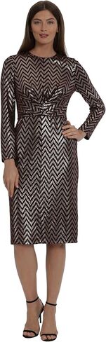 Maggy London Women's Long Sleeve Sparkle Knit Gathered Midi Dress Holiday Occasion Party in Saudi Arabia