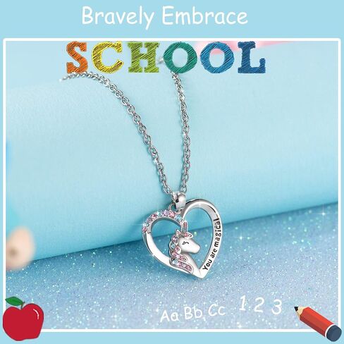 Shonyin Kindergarten Preschool Graduation Necklace for Girls Daughter Granddaughter Niece Sister Student (Unicorn- wish the little girl luck, brave, happy) in Kuwait