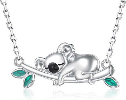 قلادة كوالا من الفضة الاسترليني عيار 925 للنساء - قلادة كوالا على شكل حيوانات، هدايا عيد الميلاد للبنات المراهقات، فضة استرلينية، بدون احجار كريمة in Kuwait