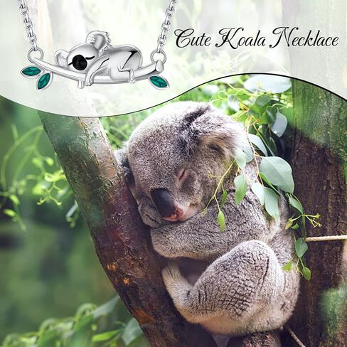 قلادة كوالا من الفضة الاسترليني عيار 925 للنساء - قلادة كوالا على شكل حيوانات، هدايا عيد الميلاد للبنات المراهقات، فضة استرلينية، بدون احجار كريمة in Kuwait