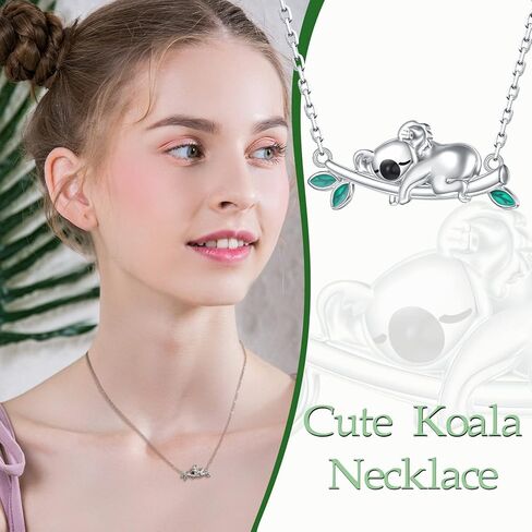 قلادة كوالا من الفضة الاسترليني عيار 925 للنساء - قلادة كوالا على شكل حيوانات، هدايا عيد الميلاد للبنات المراهقات، فضة استرلينية، بدون احجار كريمة in Kuwait