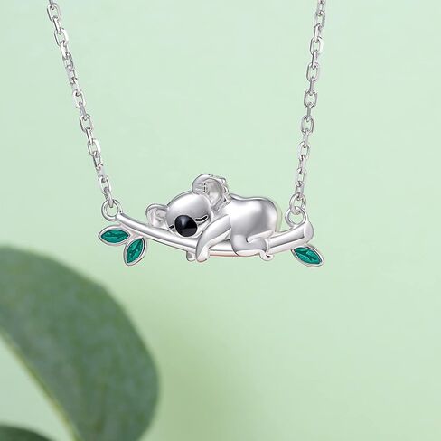 قلادة كوالا من الفضة الاسترليني عيار 925 للنساء - قلادة كوالا على شكل حيوانات، هدايا عيد الميلاد للبنات المراهقات، فضة استرلينية، بدون احجار كريمة in Kuwait