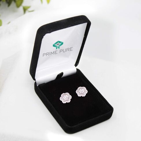 Women Round Diamond Stud Earrings set in Sterling Silver Floral Cluster 1/4 Cttw to 1/2 Cttw in Saudi Arabia