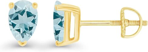 14K Gold Plated 925 Sterling Silver Hypoallergenic 7x5mm Pear Cut Prong Set Genuine Birthstone Solitaire Screwback Stud Earrings in Saudi Arabia