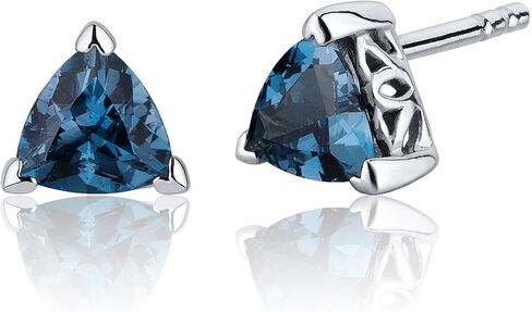 London Blue Topaz Trillion Stud Earrings Sterling Silver 1.50 Carats in Saudi Arabia