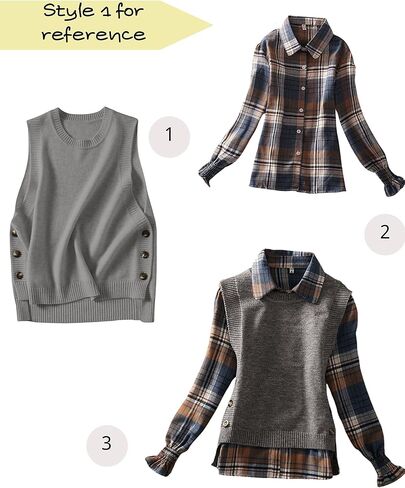 Bianstore Women's Crew Neck Sleeveless Sweater Vest Button Side Split Knitted Pullover Tank Tops in Kuwait