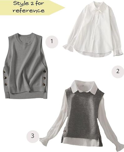 Bianstore Women's Crew Neck Sleeveless Sweater Vest Button Side Split Knitted Pullover Tank Tops in Kuwait