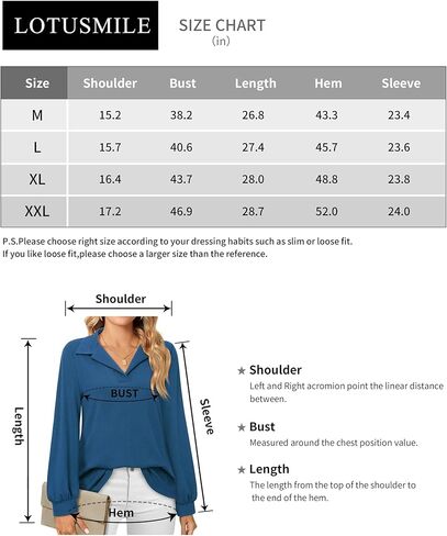 Lotusmile Women's Dressy Collared Shirts Ribbed Long Sleeve Top Business Casual Work Blouses in Kuwait
