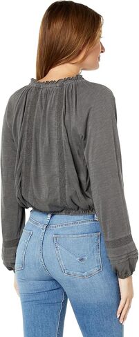 Lucky Brand Women's Embroidered Peasant Lace Trim Top in Saudi Arabia
