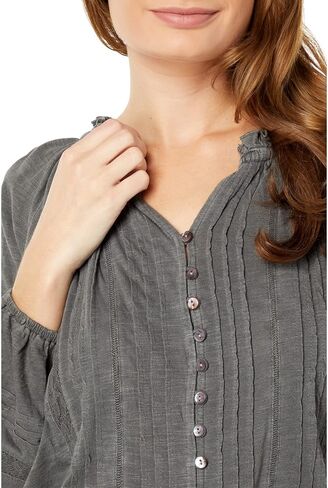 Lucky Brand Women's Embroidered Peasant Lace Trim Top in Saudi Arabia
