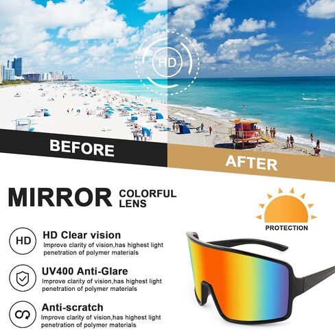 Karsaer Vision نظارات شمسية رياضية لركوب الدراجات قطعة واحدة قناع خارجي مضاد للرياح 80s ظلال للنساء والرجال in Kuwait