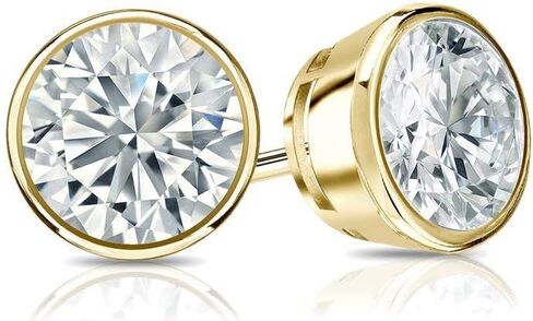 1/4 Carat Lab Grown Diamond Round Stud Earrings in 14k Gold (G-H, SI1-SI2, cttw) Bezel-set Push Back by Diamond Wish in Saudi Arabia