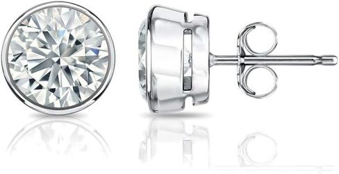 1/4 Carat Lab Grown Diamond Round Stud Earrings in 14k Gold (G-H, SI1-SI2, cttw) Bezel-set Push Back by Diamond Wish in Saudi Arabia