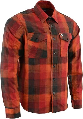 Milwaukee Leather Mng11641 Men's Org/Red/Blk Long Sleeve Flannel in Saudi Arabia