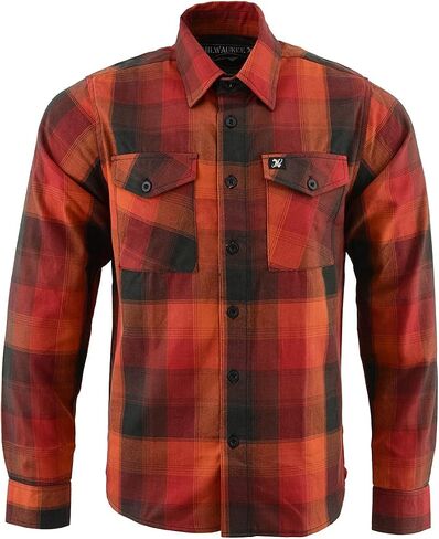 Milwaukee Leather Mng11641 Men's Org/Red/Blk Long Sleeve Flannel in Saudi Arabia
