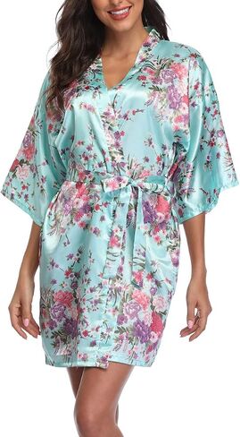 MissNina Women's Floral Silk Kimono Robes Bridesmaid Satin Robes Wedding Party Sleepwear in Saudi Arabia