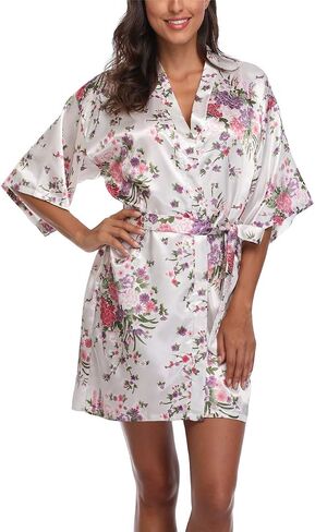 MissNina Women's Floral Silk Kimono Robes Bridesmaid Satin Robes Wedding Party Sleepwear in Saudi Arabia