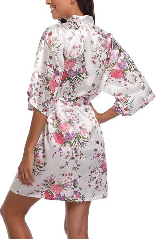 MissNina Women's Floral Silk Kimono Robes Bridesmaid Satin Robes Wedding Party Sleepwear in Saudi Arabia
