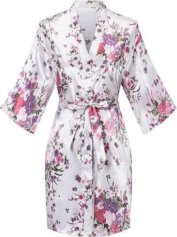 MissNina Women's Floral Silk Kimono Robes Bridesmaid Satin Robes Wedding Party Sleepwear in Saudi Arabia