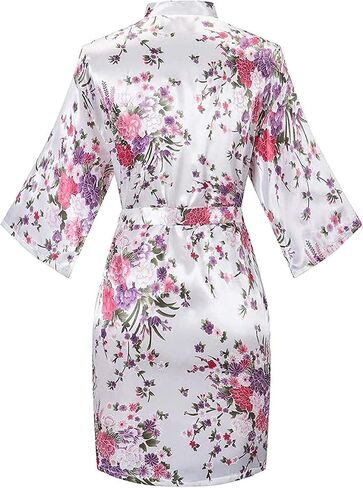 MissNina Women's Floral Silk Kimono Robes Bridesmaid Satin Robes Wedding Party Sleepwear in Saudi Arabia