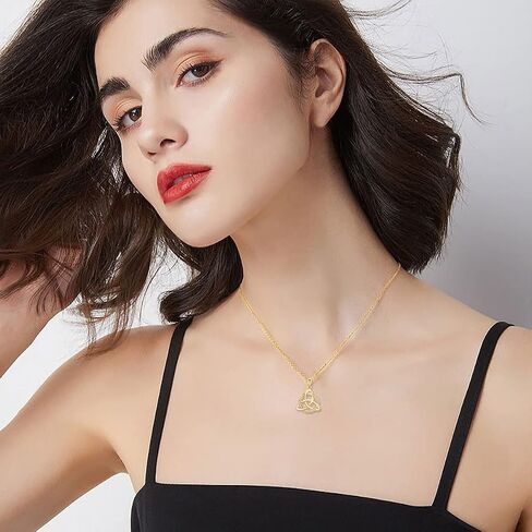 SISGEM 14K Solid Gold Celtic Knot Pendant Necklaces for Women,Yellow Gold Irish Trinity Circle Necklace with 5A CZ,Best Birthday Gift for Mom Wife Girls 16''+2'' in Saudi Arabia