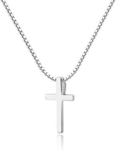 Girl's Sterling Silver Classic Cross Necklace for Kids, Teens or Women, Religious Gift for Baptism, First Communion and Confirmation in Saudi Arabia