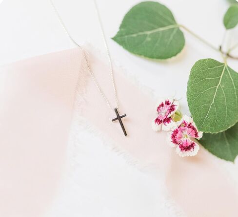 Girl's Sterling Silver Classic Cross Necklace for Kids, Teens or Women, Religious Gift for Baptism, First Communion and Confirmation in Saudi Arabia