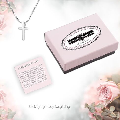 Girl's Sterling Silver Classic Cross Necklace for Kids, Teens or Women, Religious Gift for Baptism, First Communion and Confirmation in Saudi Arabia