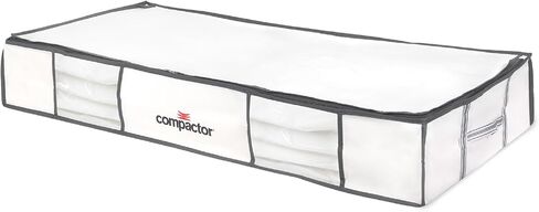 حقيبة تخزين مكنسة كهربائية شبه صلبة من COMPACTOR، حقيبة تخزين مكنسة كهربائية من مادة البولي بروبيلين + نايلون موفرة للمساحة، منظم تخزين مكعب لتنظيم خزانة الملابس مع صندوق أبيض شبه صلب (XX-Large، أبيض | LIFE) in Kuwait