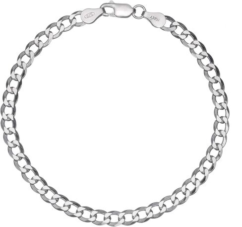 بلينغ فور يور باك الصلبة 925 الفضة الاسترليني للرجال الإيطالية 4.5 ملم الكوبية كبح سلسلة سوار 7 "- 8" in Kuwait