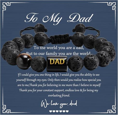هدايا عيد الميلاد لعيد الأب لسوار الأب - أساور خرز مصنوعة يدويًا للرجال مجوهرات للأب هدية عيد ميلاد للأب من ابنة وابن وزوجة للأطفال، أفضل أفكار هدايا عيد الحب للأب والأب والزوج in Kuwait