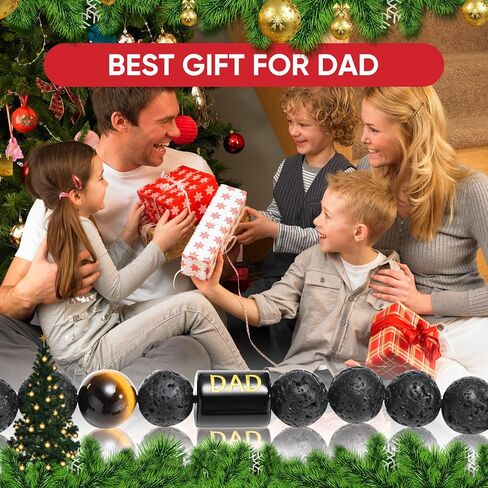 هدايا عيد الميلاد لعيد الأب لسوار الأب - أساور خرز مصنوعة يدويًا للرجال مجوهرات للأب هدية عيد ميلاد للأب من ابنة وابن وزوجة للأطفال، أفضل أفكار هدايا عيد الحب للأب والأب والزوج in Kuwait