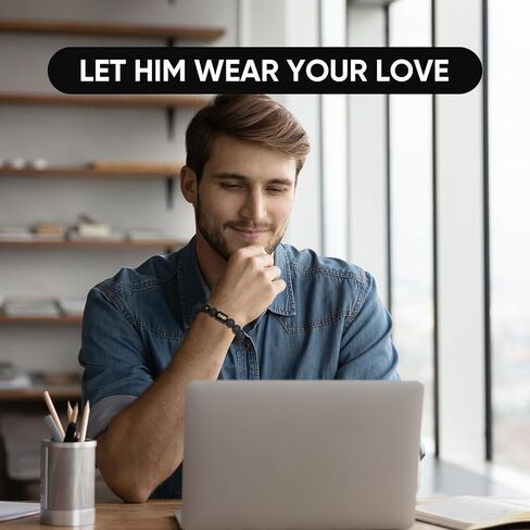 هدايا عيد الميلاد لعيد الأب لسوار الأب - أساور خرز مصنوعة يدويًا للرجال مجوهرات للأب هدية عيد ميلاد للأب من ابنة وابن وزوجة للأطفال، أفضل أفكار هدايا عيد الحب للأب والأب والزوج in Kuwait