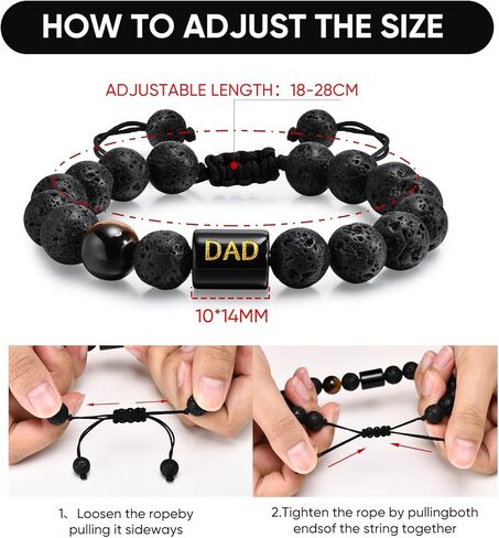 هدايا عيد الميلاد لعيد الأب لسوار الأب - أساور خرز مصنوعة يدويًا للرجال مجوهرات للأب هدية عيد ميلاد للأب من ابنة وابن وزوجة للأطفال، أفضل أفكار هدايا عيد الحب للأب والأب والزوج in Kuwait