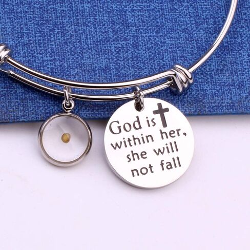 بذور الخردل هدية مسيحية الله بداخلها لن تسقط سوار قلادة مزمور 46:5 مجوهرات دينية in Kuwait