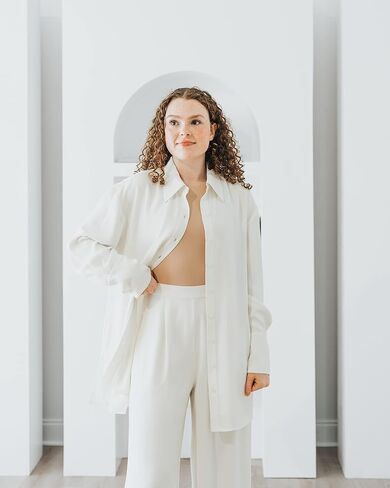 The Drop Women's Ivory Long Side Slit Tunic Shirt by @withloveleena in Saudi Arabia