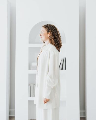 The Drop Women's Ivory Long Side Slit Tunic Shirt by @withloveleena in Saudi Arabia