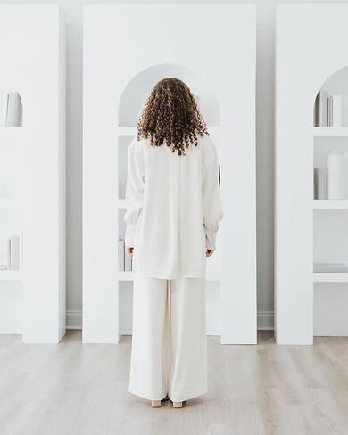 The Drop Women's Ivory Long Side Slit Tunic Shirt by @withloveleena in Saudi Arabia