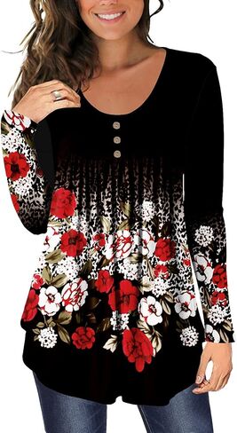 بلوزة نسائية كاجوال من BeadChica للارتداء مع سروال ضيق طويل الأكمام بلوزات هينلي بوتون أب قمصان in Kuwait