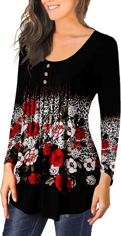 بلوزة نسائية كاجوال من BeadChica للارتداء مع سروال ضيق طويل الأكمام بلوزات هينلي بوتون أب قمصان in Kuwait