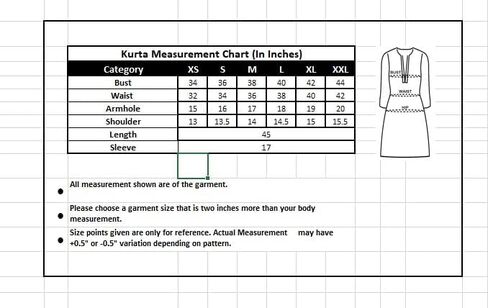 كورتا مستقيمة للسيدات من SIRIL مطرزة بالحرير ومطبوعة بالرقائق المعدنية in Kuwait