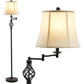 GyroVu Dimmable LED Pharmacy Floor Lamp for Living Room, Full Range Dimming Bedroom Floor Lamp, Adjustable Height Standing Lamp with 350° Swing Arm