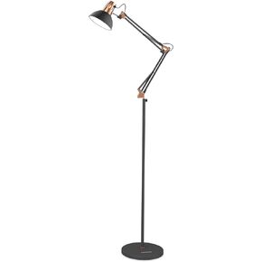 LEPOWER Floor Lamp, Metal Adjustable Reading Swing Arm Standing Lamp with Heavy Metal Base, Eye-Caring Reading/Pole Lamp with On/Off Switch for Living Room, Bedroom, Office Sand Black