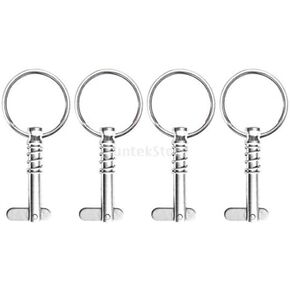 Four Pcs of Marine Grade Stainless Bimini Top Pins w/Drop Cam & Spring 1/4" x 1" Grip