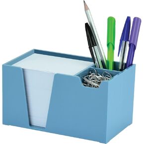 Acrimet Desktop Organizer Pencil Paper Clip Caddy Holder (Plastic) (with Paper) (Solid Blue Color)